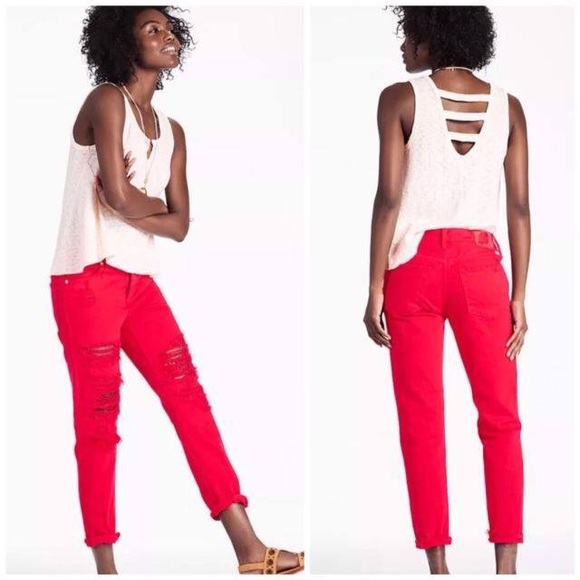 LUCKY BRAND "Sienna Slim Boyfriend" Red Denim (29) - Picture 2 of 2
